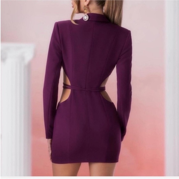 Oh Polly Deep Purple Cut-Out Blazer Dress - Picture 2 of 9